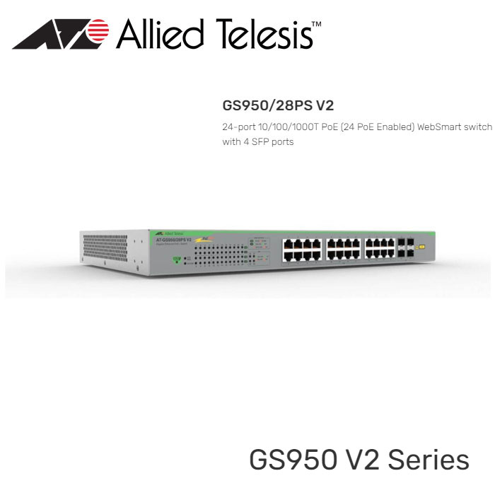 AT-GS950-28PS-V2-24-port-10-100-1000T-PoE-24-PoE-Enabled-WebSmart-switch-with-4-SFP-ports